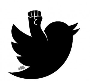 black power fist twitter bird